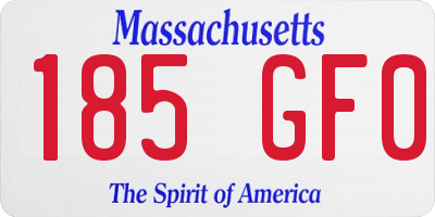MA license plate 185GF0