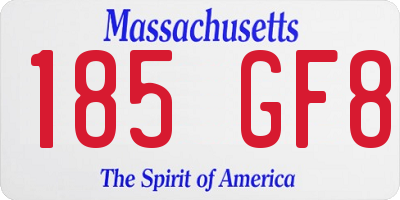 MA license plate 185GF8