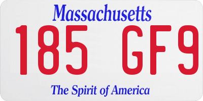 MA license plate 185GF9