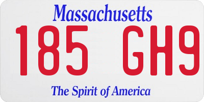 MA license plate 185GH9