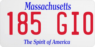 MA license plate 185GI0