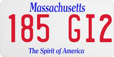 MA license plate 185GI2