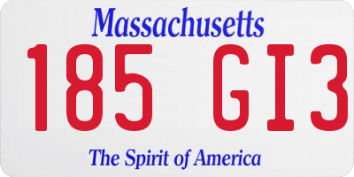 MA license plate 185GI3