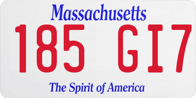 MA license plate 185GI7