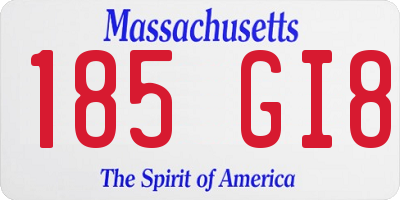 MA license plate 185GI8