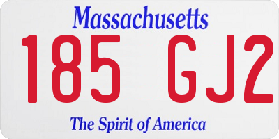 MA license plate 185GJ2