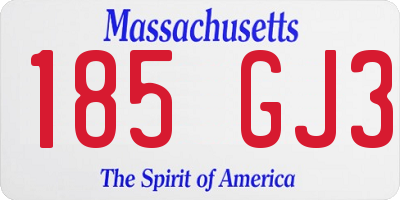 MA license plate 185GJ3