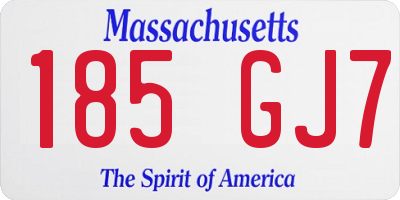 MA license plate 185GJ7