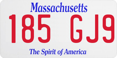 MA license plate 185GJ9
