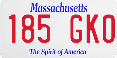 MA license plate 185GK0