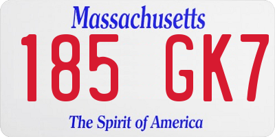 MA license plate 185GK7