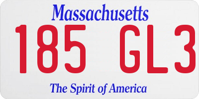 MA license plate 185GL3