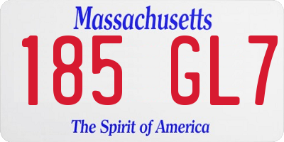 MA license plate 185GL7