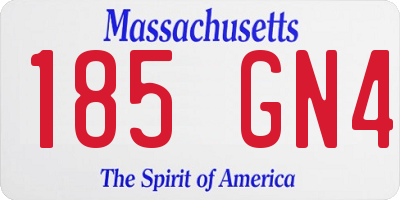 MA license plate 185GN4