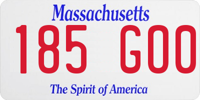 MA license plate 185GO0