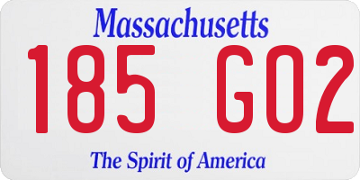MA license plate 185GO2