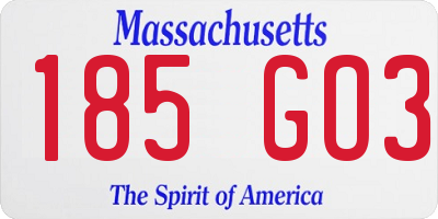 MA license plate 185GO3