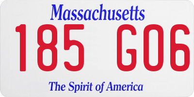 MA license plate 185GO6