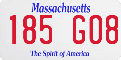 MA license plate 185GO8