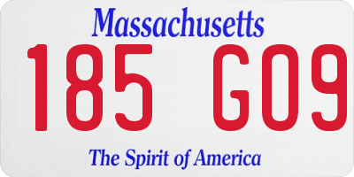 MA license plate 185GO9