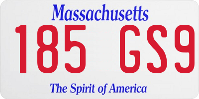 MA license plate 185GS9