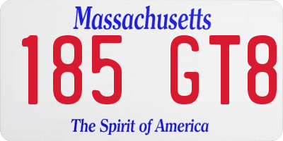 MA license plate 185GT8