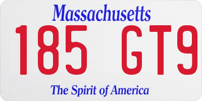 MA license plate 185GT9