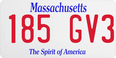MA license plate 185GV3
