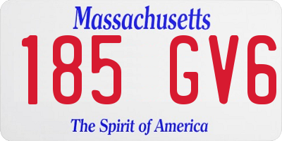 MA license plate 185GV6