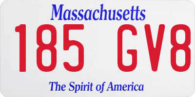 MA license plate 185GV8