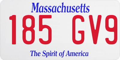 MA license plate 185GV9