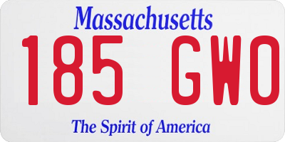 MA license plate 185GW0
