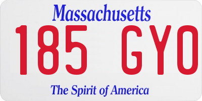 MA license plate 185GY0