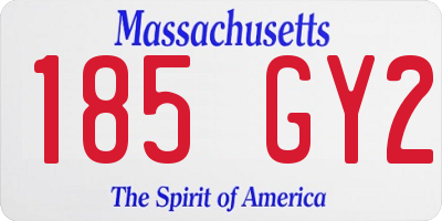 MA license plate 185GY2