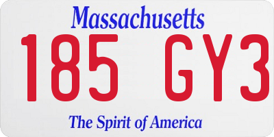 MA license plate 185GY3
