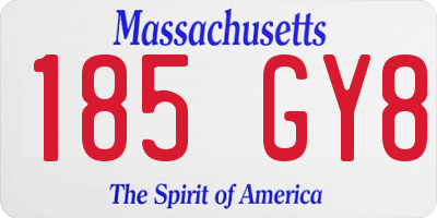 MA license plate 185GY8