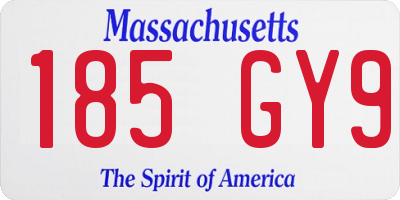 MA license plate 185GY9