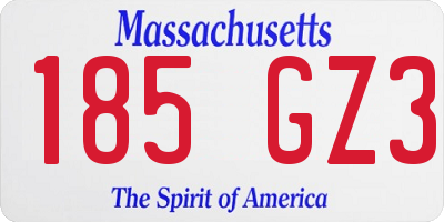 MA license plate 185GZ3