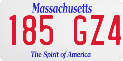MA license plate 185GZ4