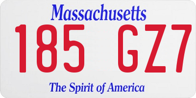 MA license plate 185GZ7