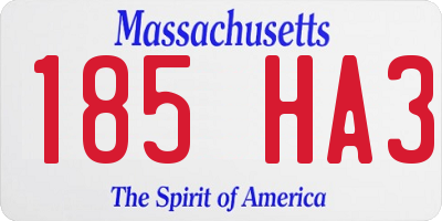 MA license plate 185HA3