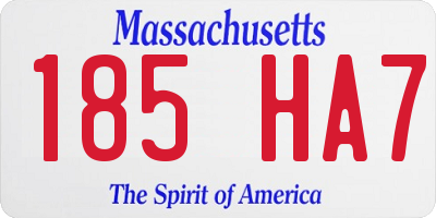 MA license plate 185HA7