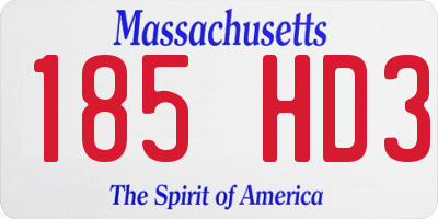 MA license plate 185HD3