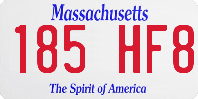 MA license plate 185HF8