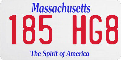 MA license plate 185HG8