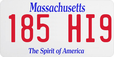 MA license plate 185HI9
