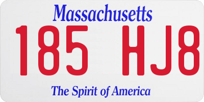MA license plate 185HJ8
