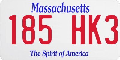MA license plate 185HK3