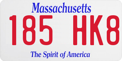 MA license plate 185HK8
