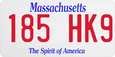 MA license plate 185HK9